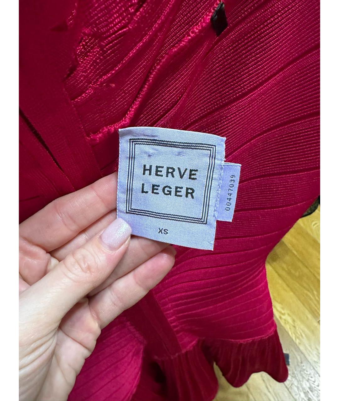 HERVE LEGER Красное коктейльное платье, фото 5