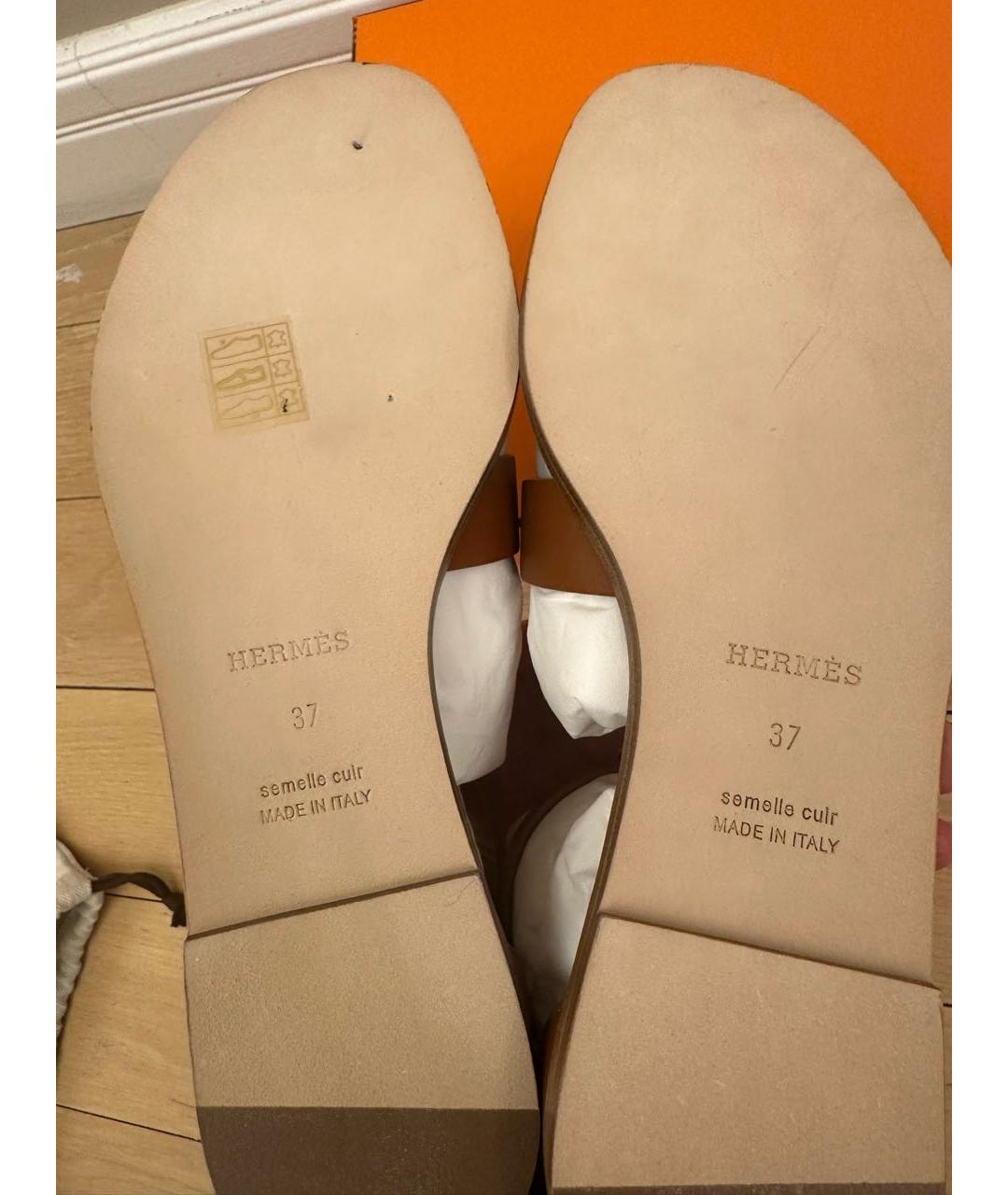 HERMES PRE-OWNED Коричневые кожаные сандалии, фото 5