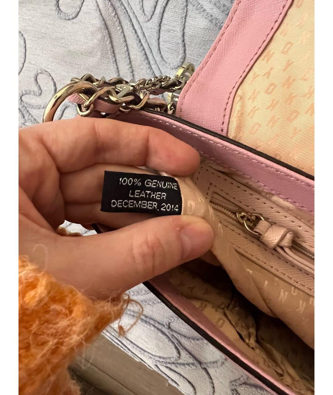 DKNY Розовая кожаная сумка тоут, фото 8