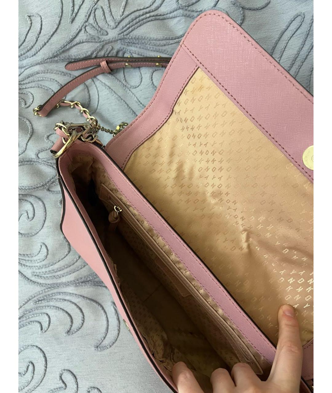 DKNY Розовая кожаная сумка тоут, фото 4