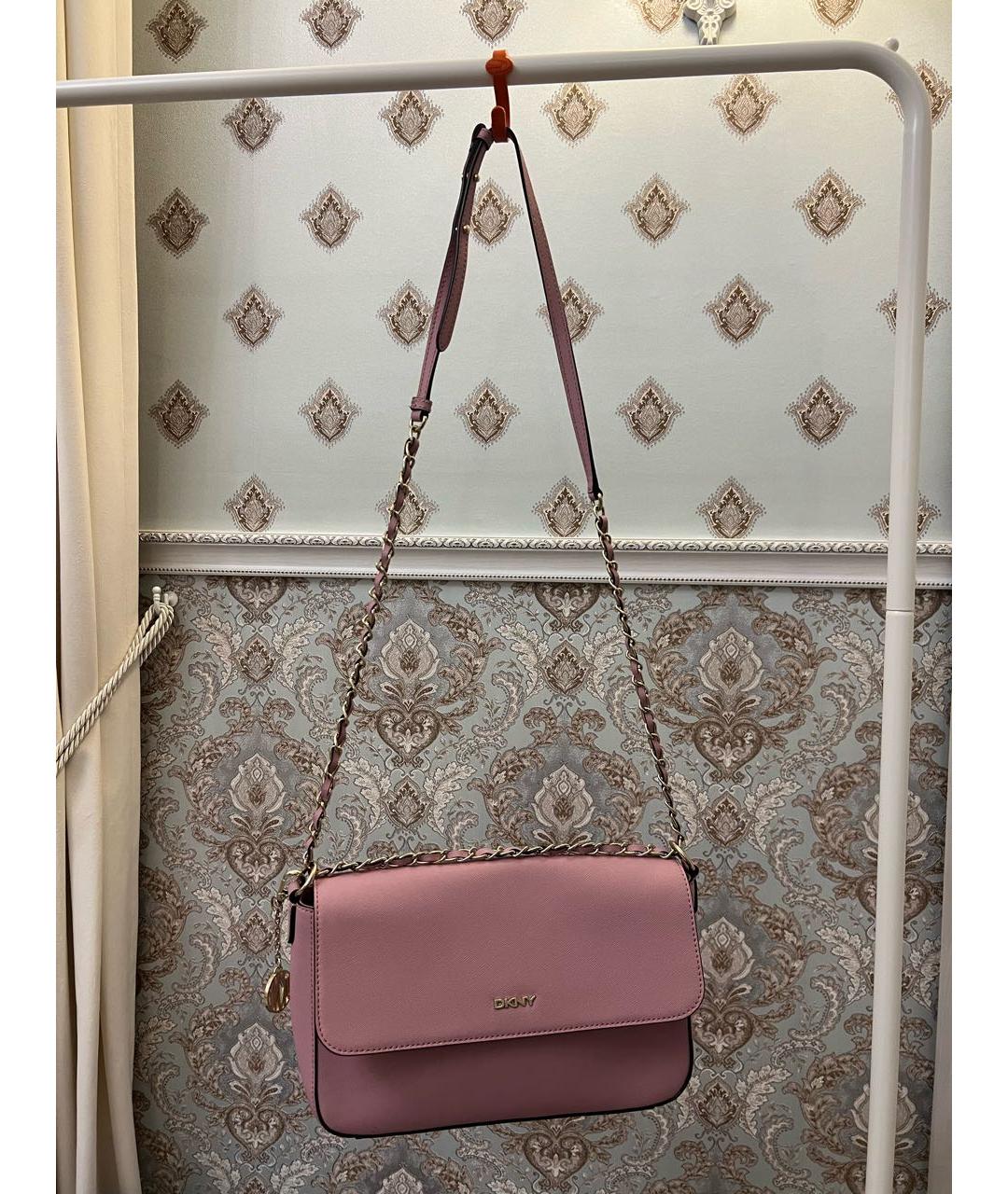 DKNY Розовая кожаная сумка тоут, фото 2