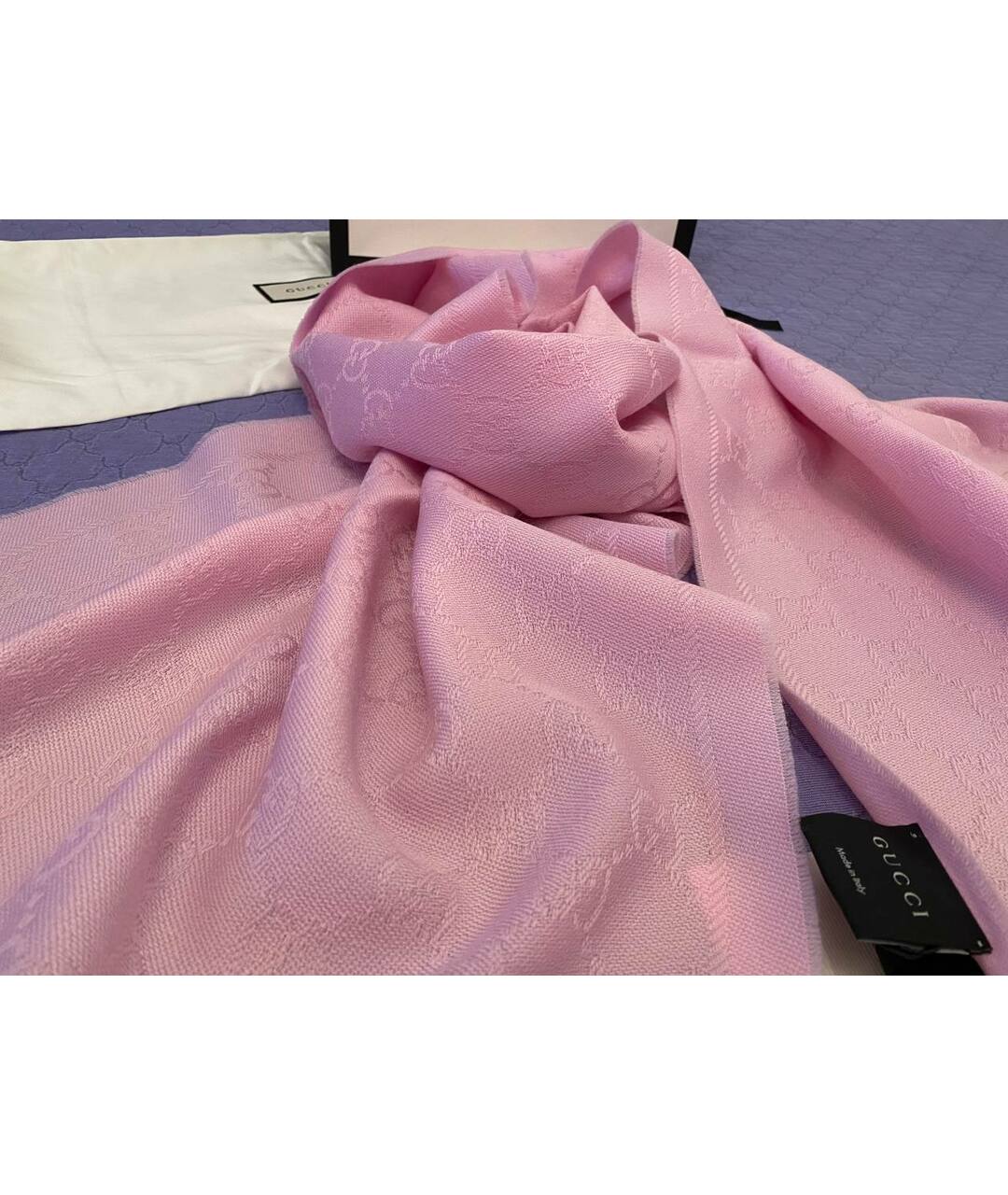 GUCCI Розовый шерстяной шарф, фото 8