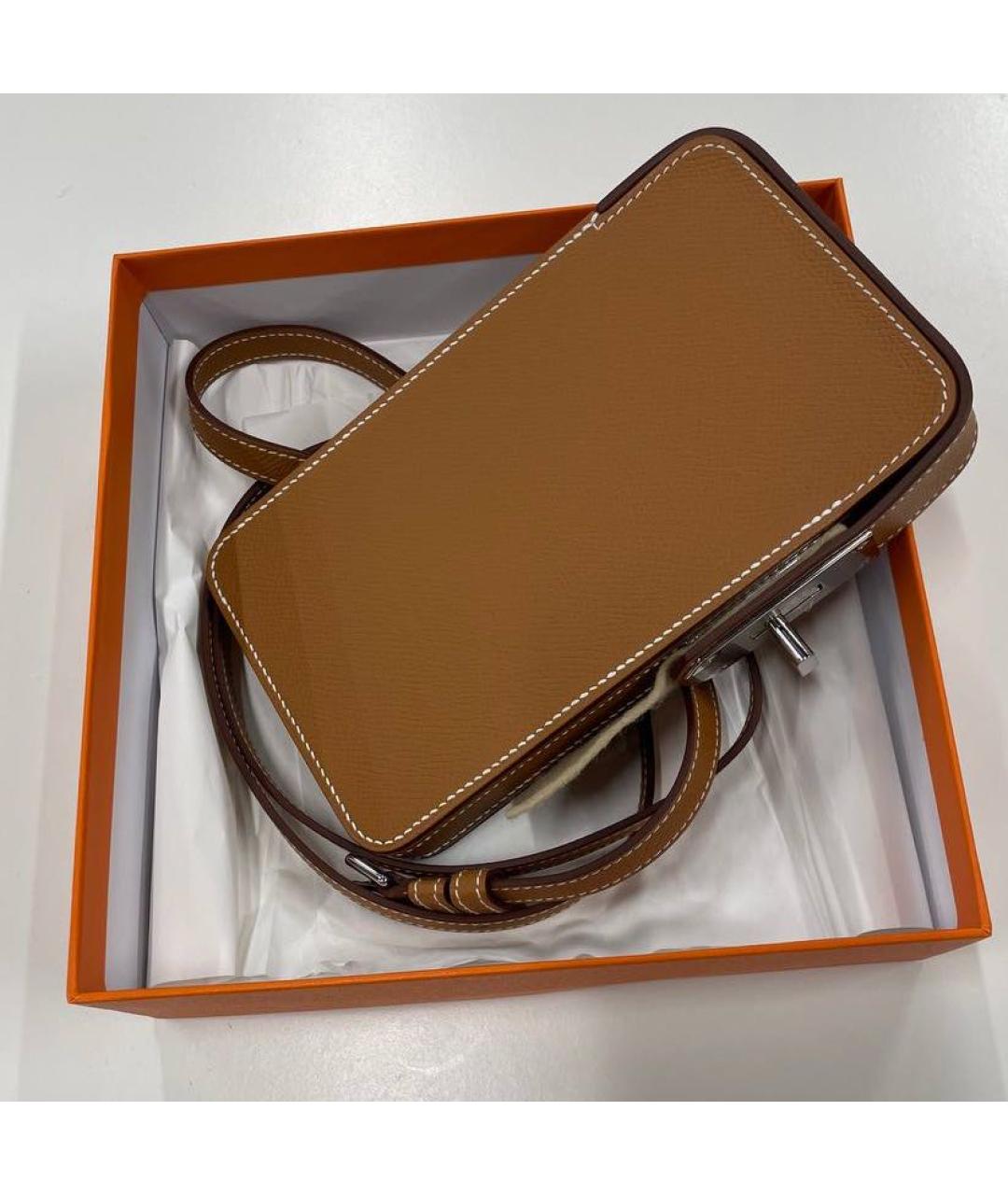 HERMES Коричневая кожаная сумка через плечо, фото 4
