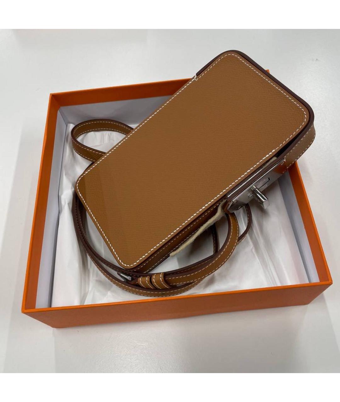 HERMES Коричневая кожаная сумка через плечо, фото 2