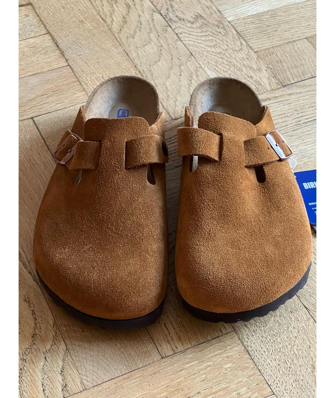 BIRKENSTOCK Горчичные замшевые сабо, фото 2