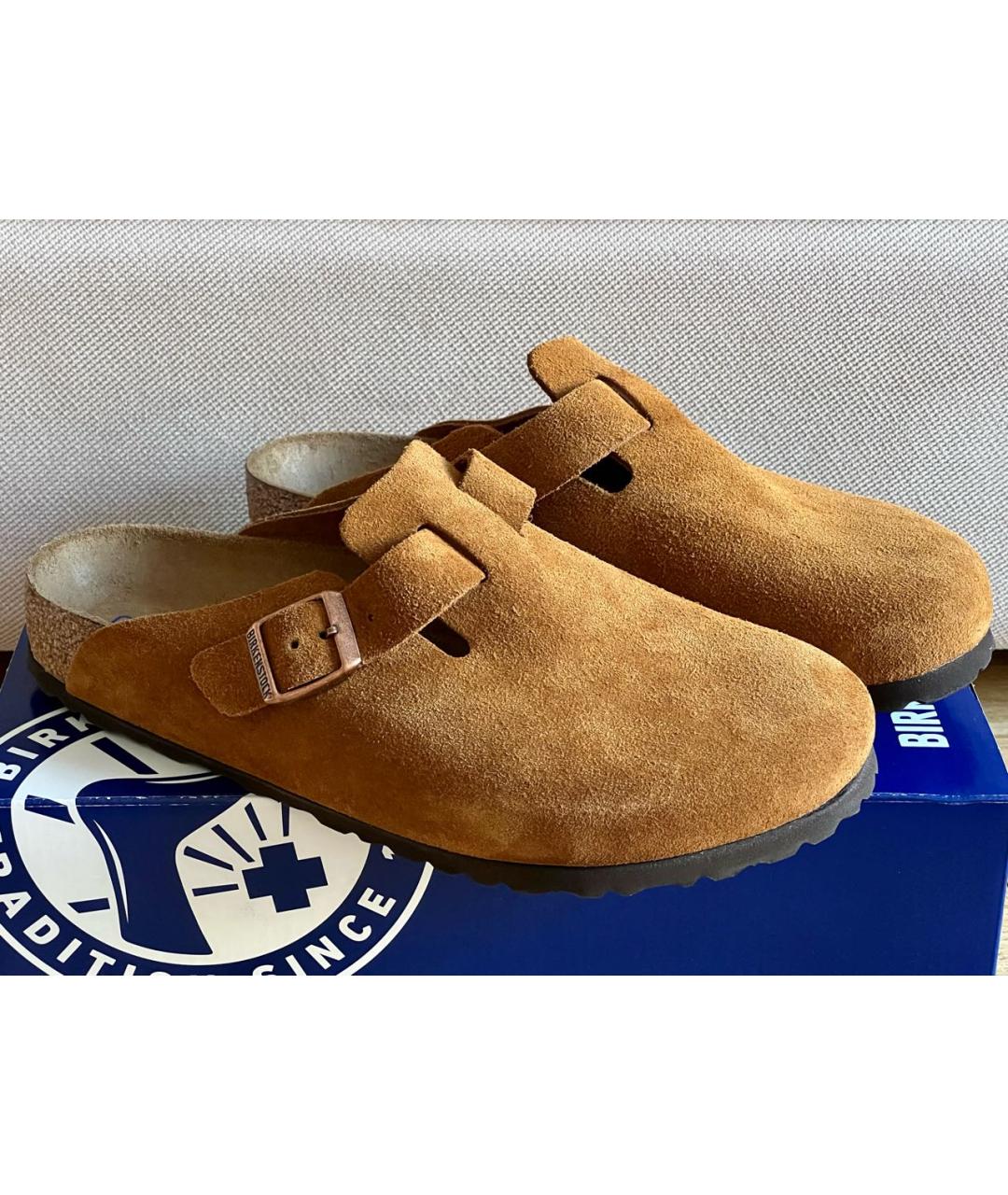 BIRKENSTOCK Горчичные замшевые сабо, фото 3