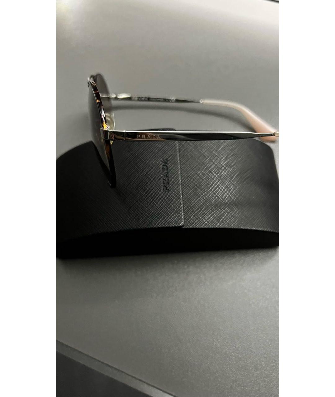 PRADA Серебряные металлические солнцезащитные очки, фото 2