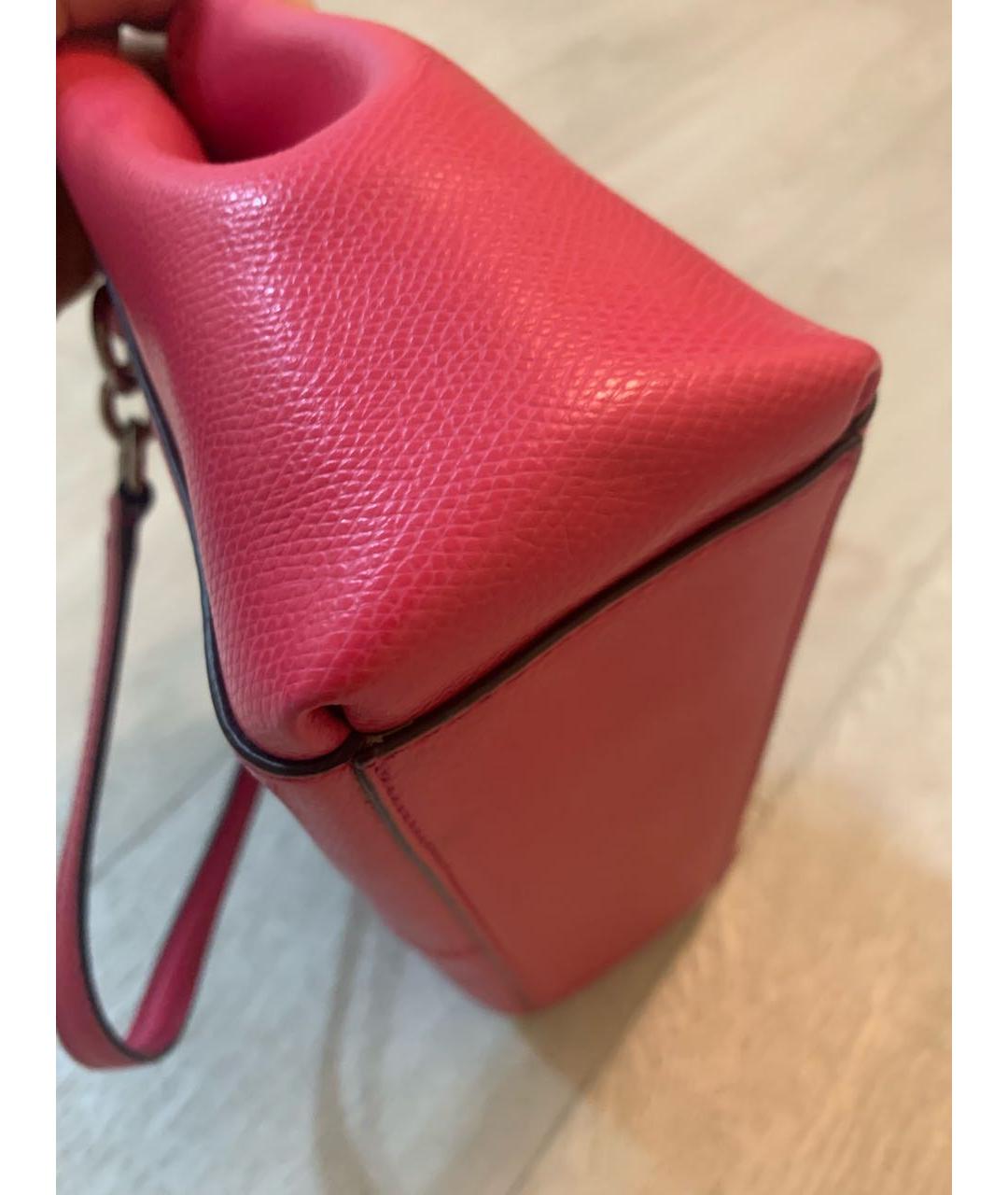 COACH Розовая кожаная сумка с короткими ручками, фото 3