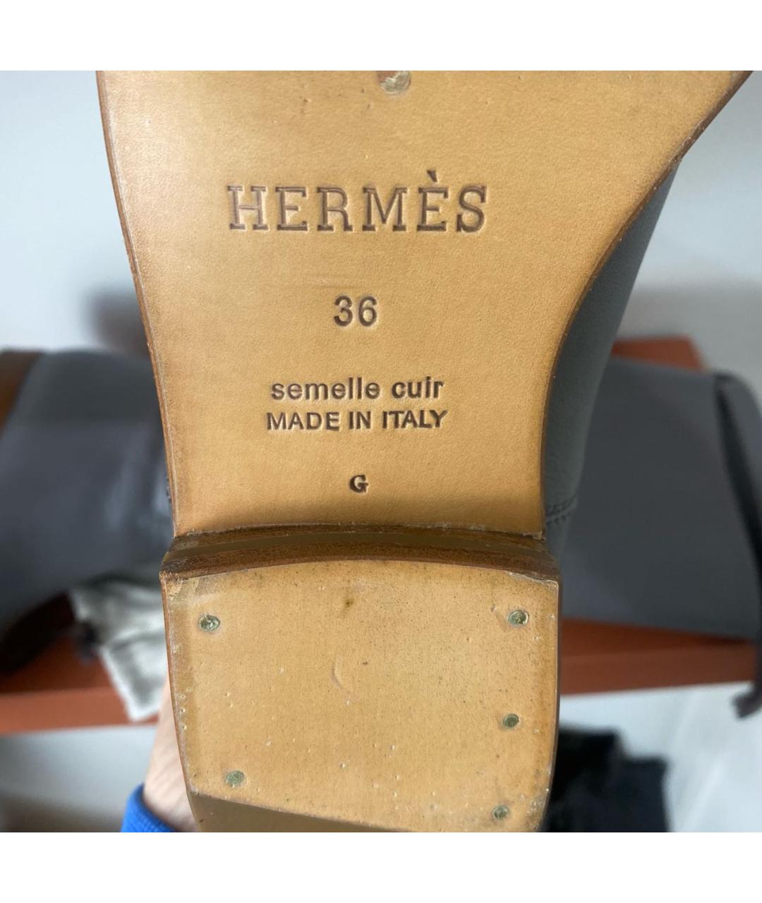 HERMES PRE-OWNED Серые кожаные сапоги, фото 6