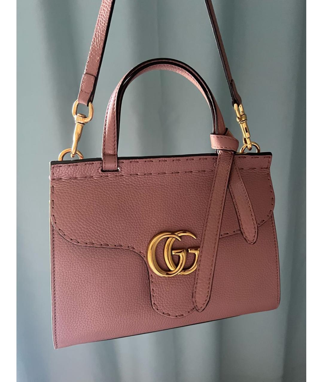 GUCCI Бежевая кожаная сумка с короткими ручками, фото 2