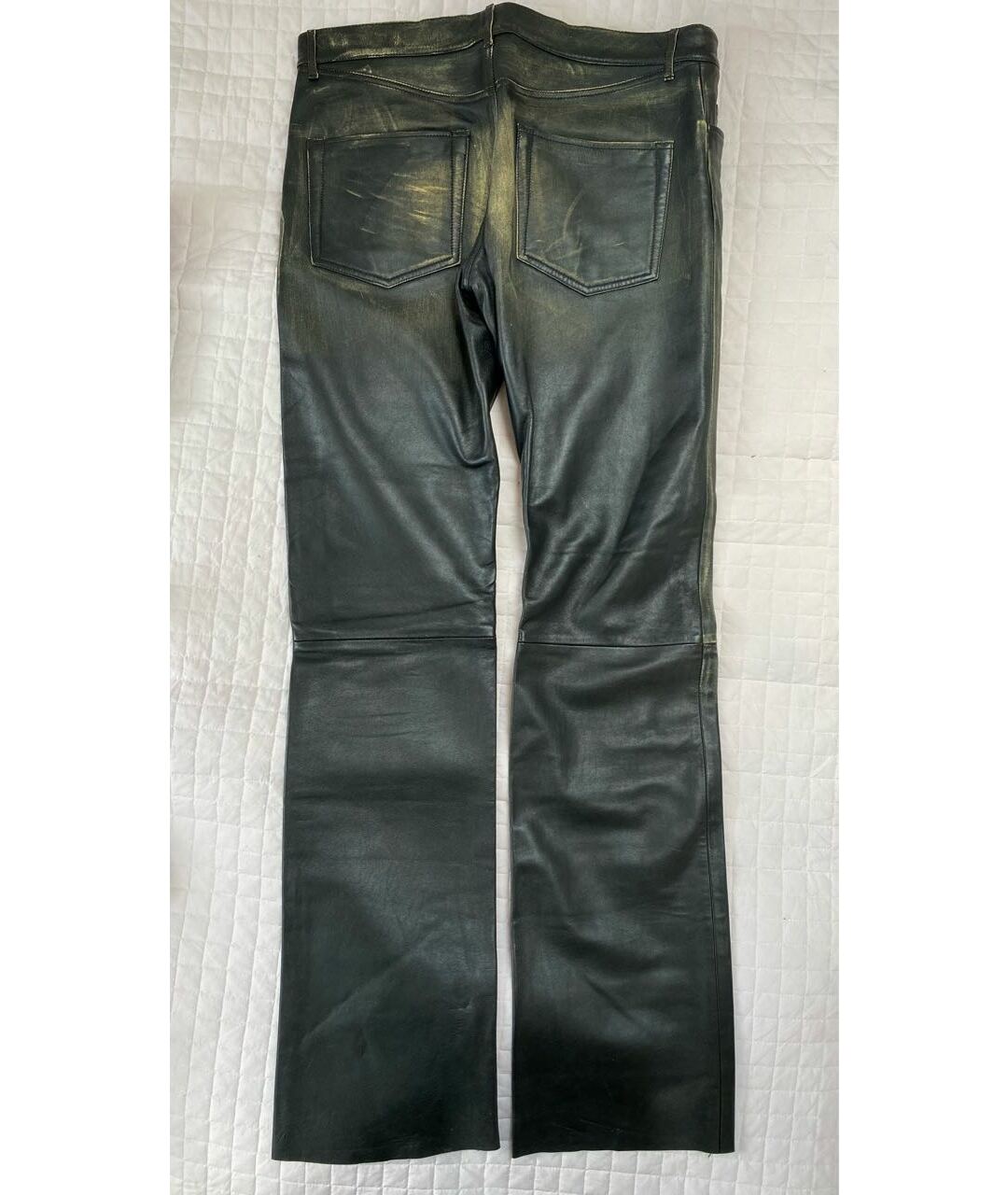 CALVIN KLEIN Черные кожаные прямые брюки, фото 4