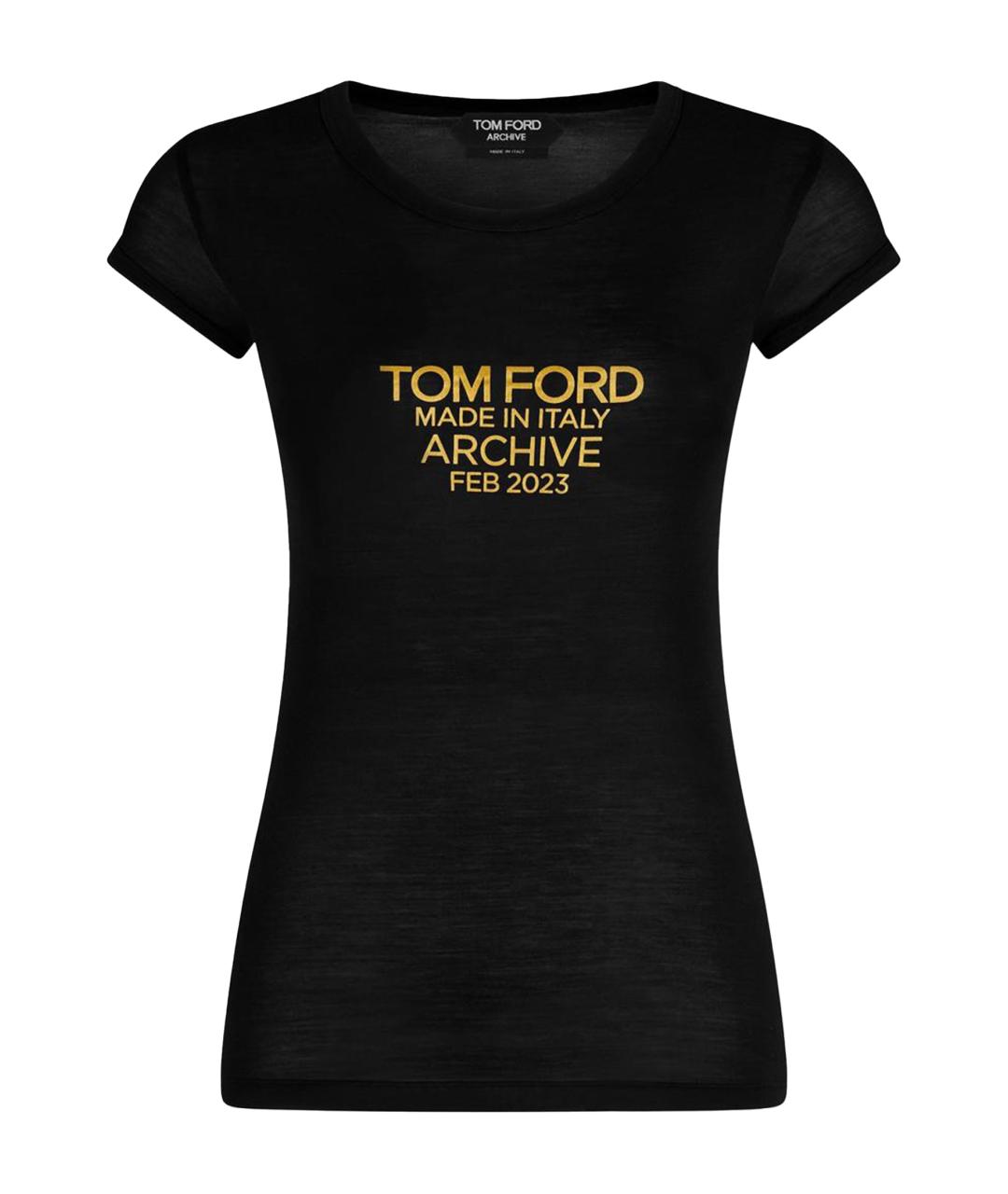 TOM FORD Черная шелковая футболка, фото 1