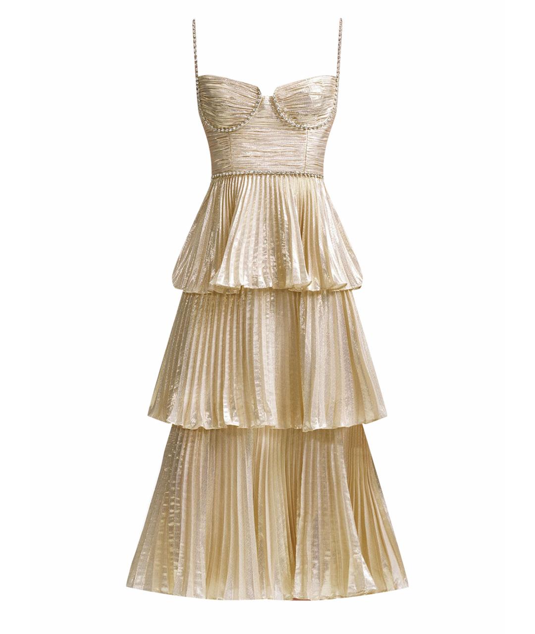 SELF-PORTRAIT Золотое вискозное вечернее платье, фото 1