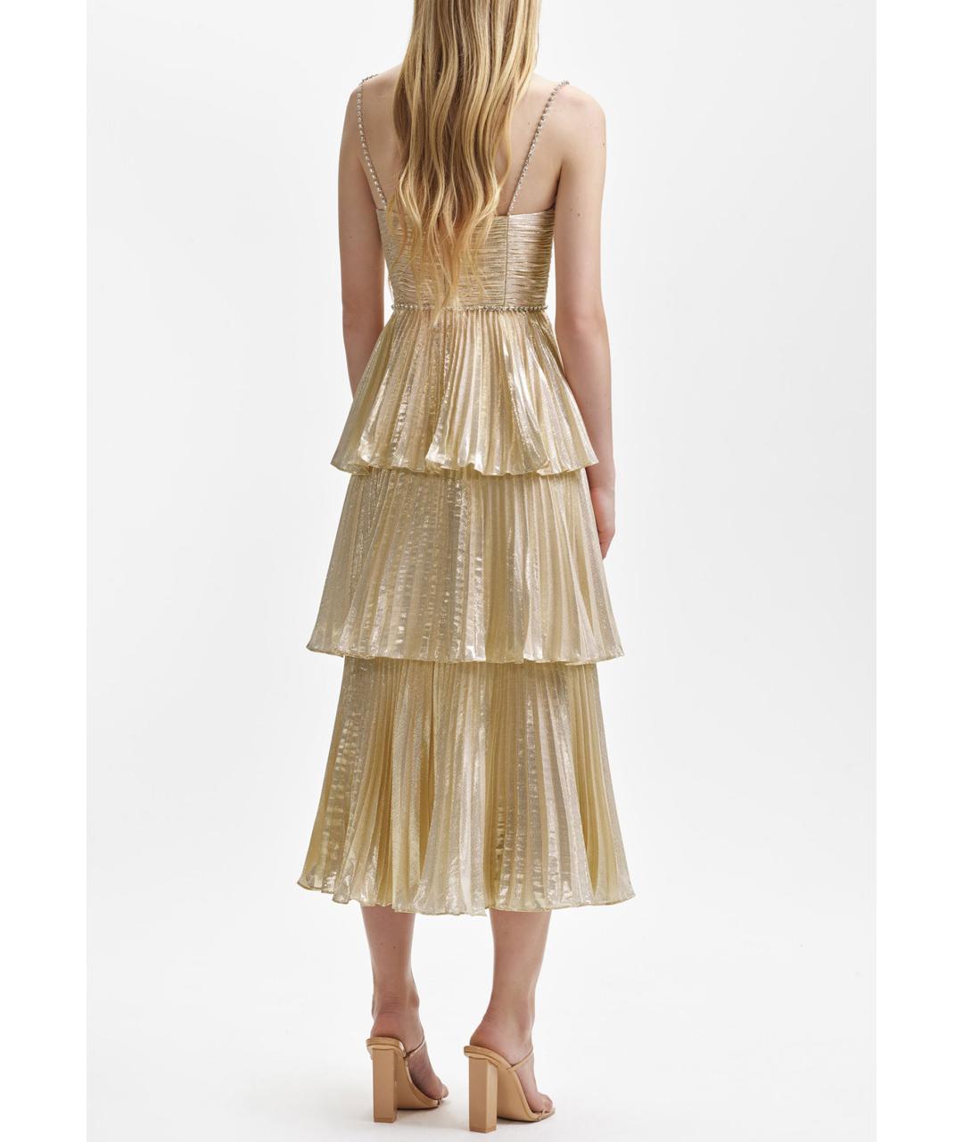SELF-PORTRAIT Золотое вискозное вечернее платье, фото 3