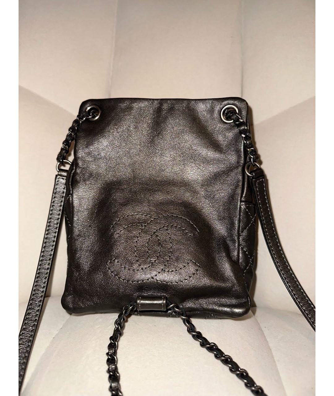 CHANEL PRE-OWNED Серый кожаный рюкзак, фото 2