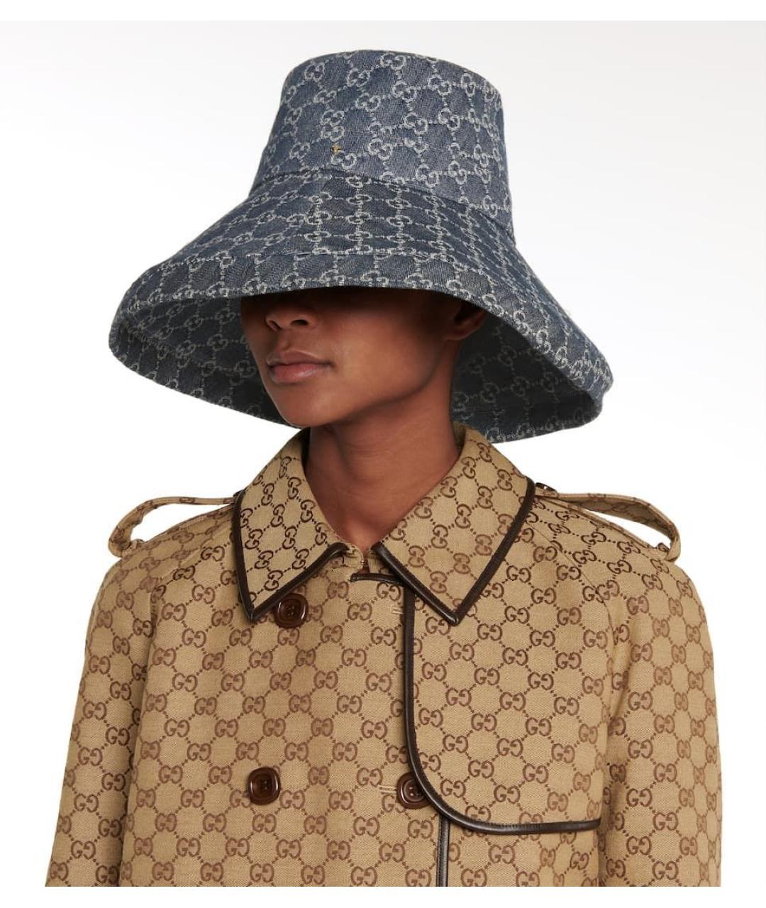 GUCCI Голубая хлопковая панама, фото 2