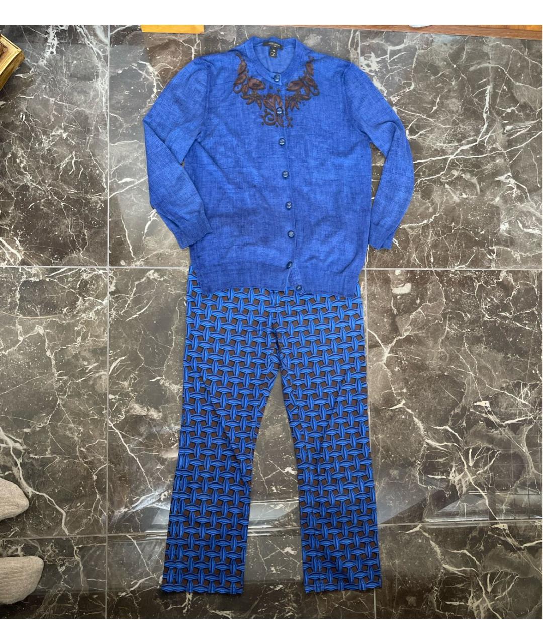 LOUIS VUITTON Синий хлопко-эластановый костюм с брюками, фото 7