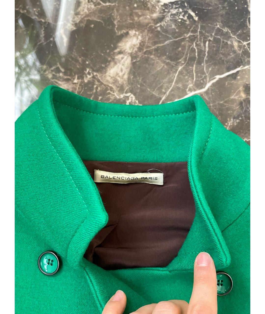 BALENCIAGA Зеленые шерстяное пальто, фото 3