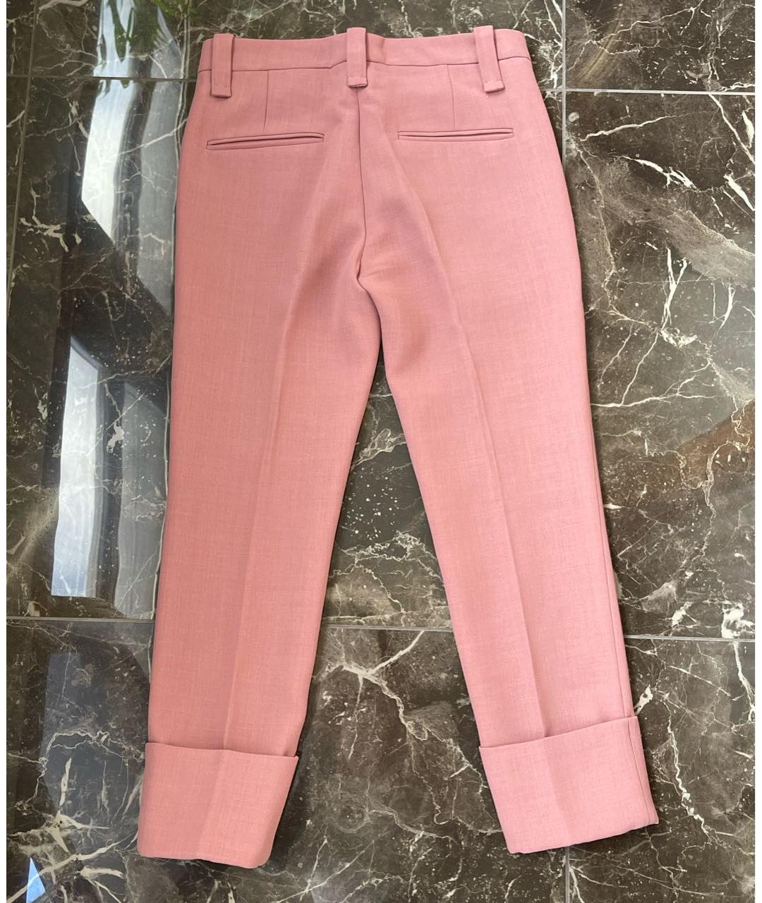 BRUNELLO CUCINELLI Розовые шерстяные брюки узкие, фото 2