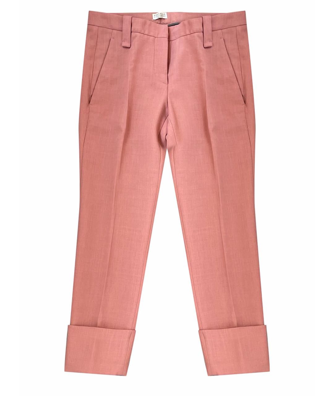 BRUNELLO CUCINELLI Розовые шерстяные брюки узкие, фото 1