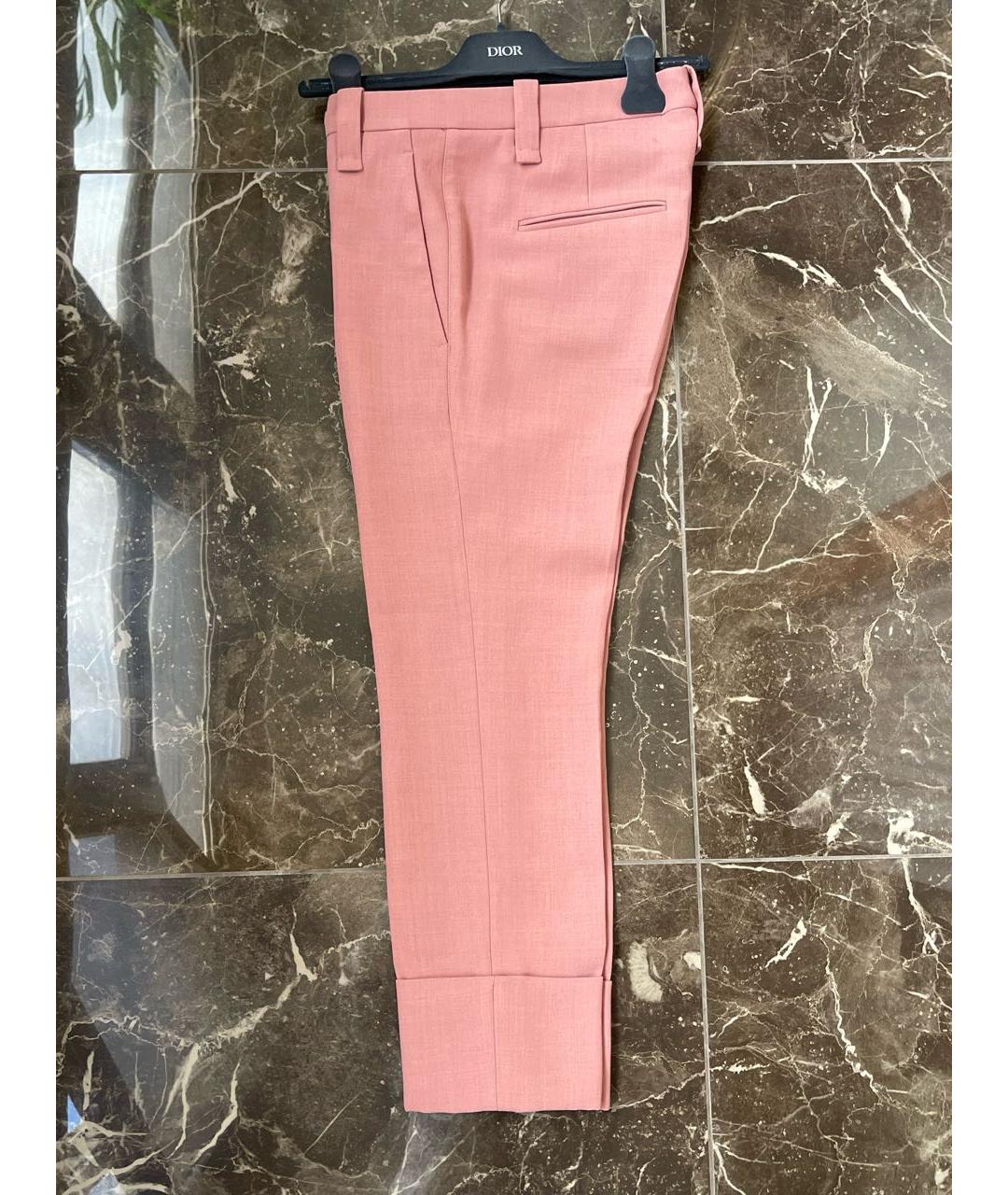 BRUNELLO CUCINELLI Розовые шерстяные брюки узкие, фото 5