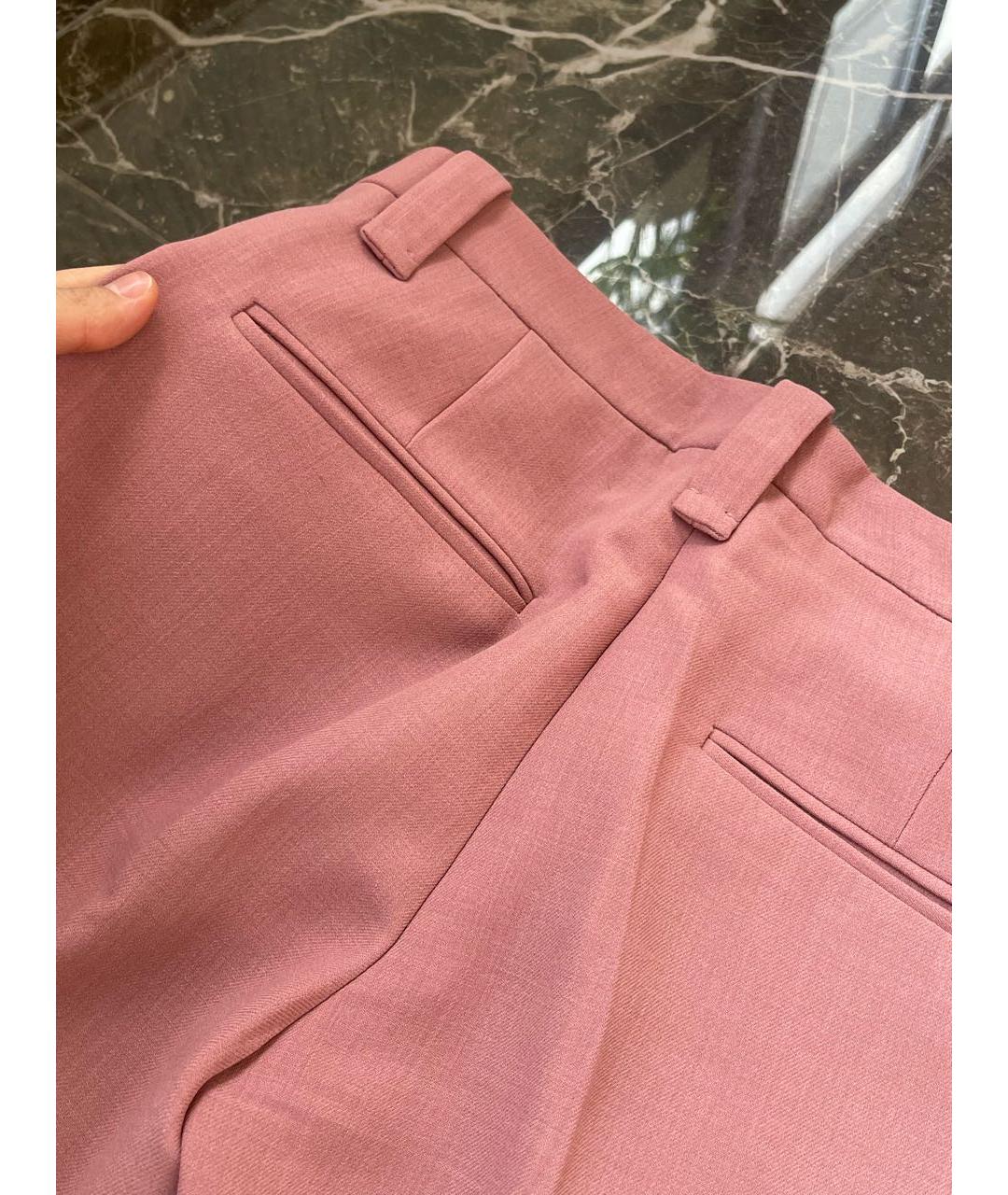 BRUNELLO CUCINELLI Розовые шерстяные брюки узкие, фото 4