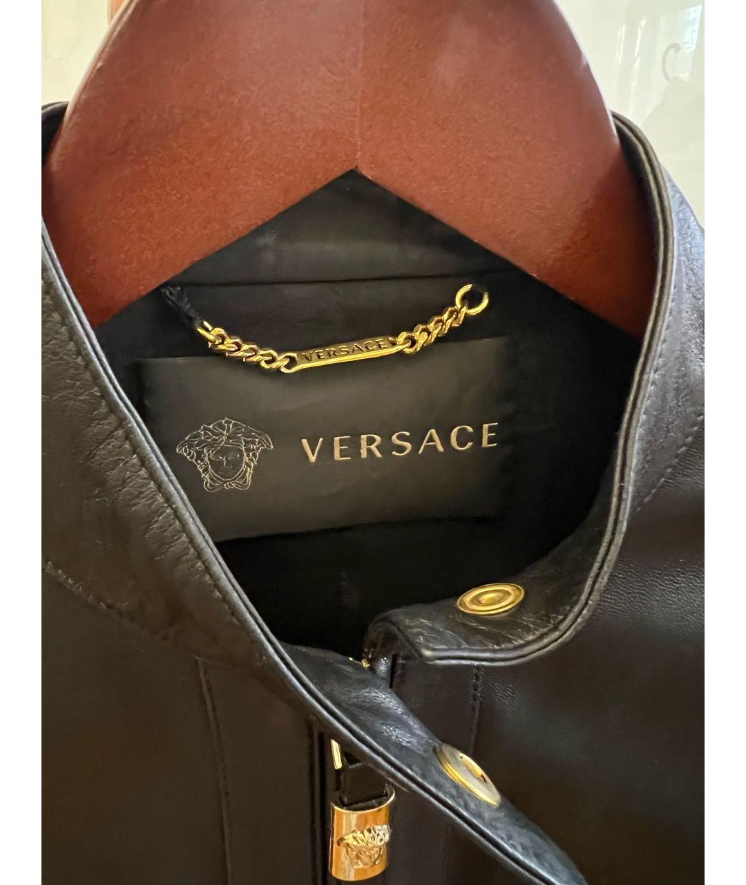 VERSACE Черная кожаная куртка, фото 3