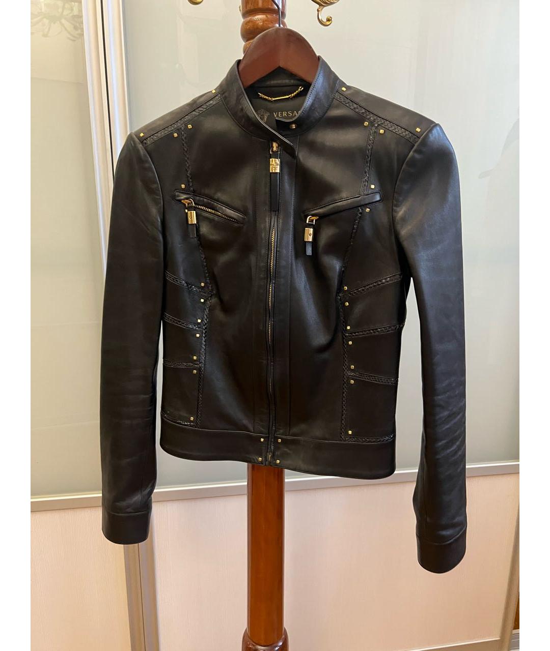 VERSACE Черная кожаная куртка, фото 6