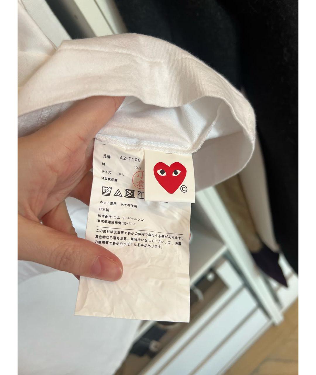 COMME DES GARÇONS PLAY Белая хлопковая футболка, фото 6
