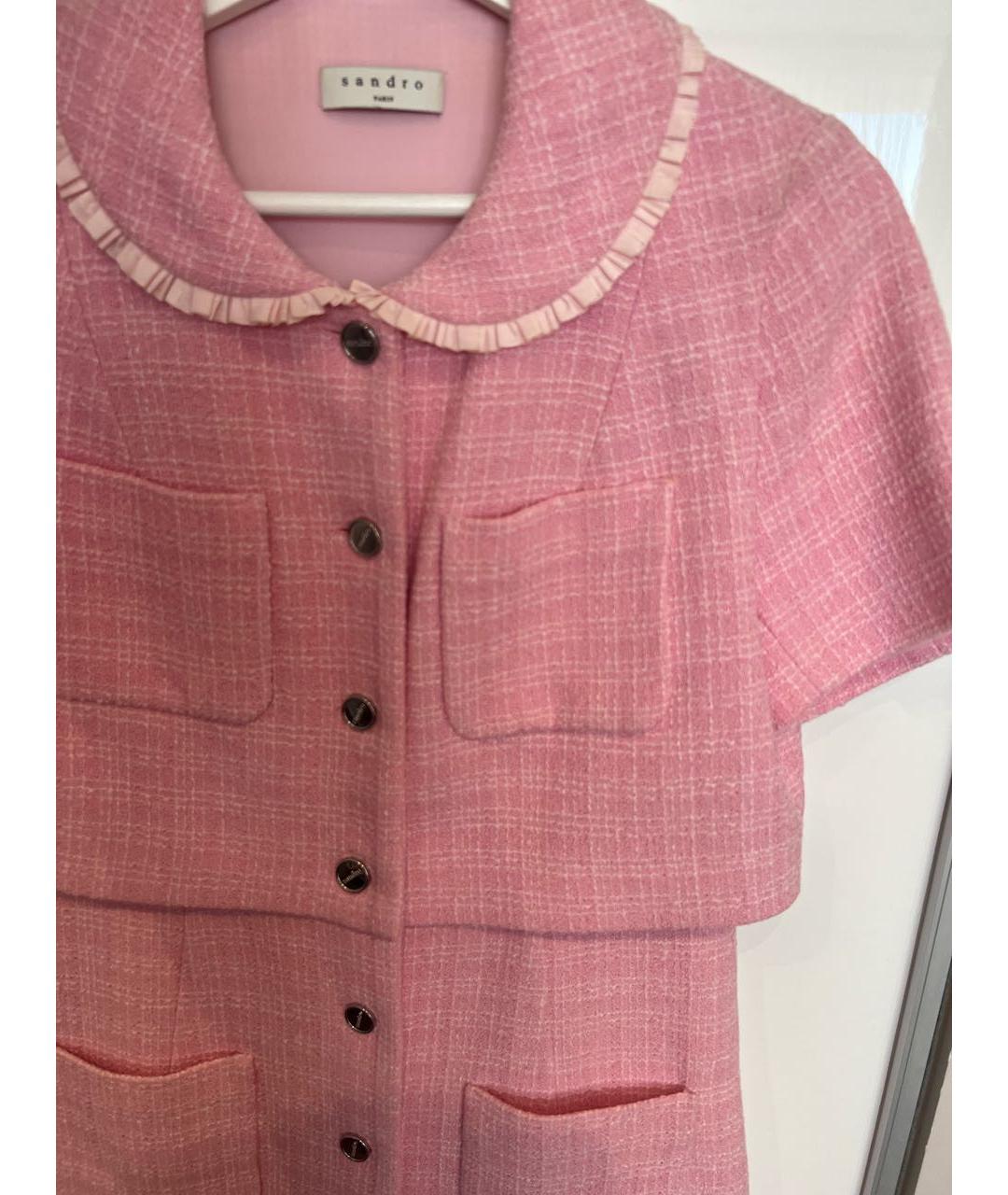 SANDRO Розовое твидовое повседневное платье, фото 3