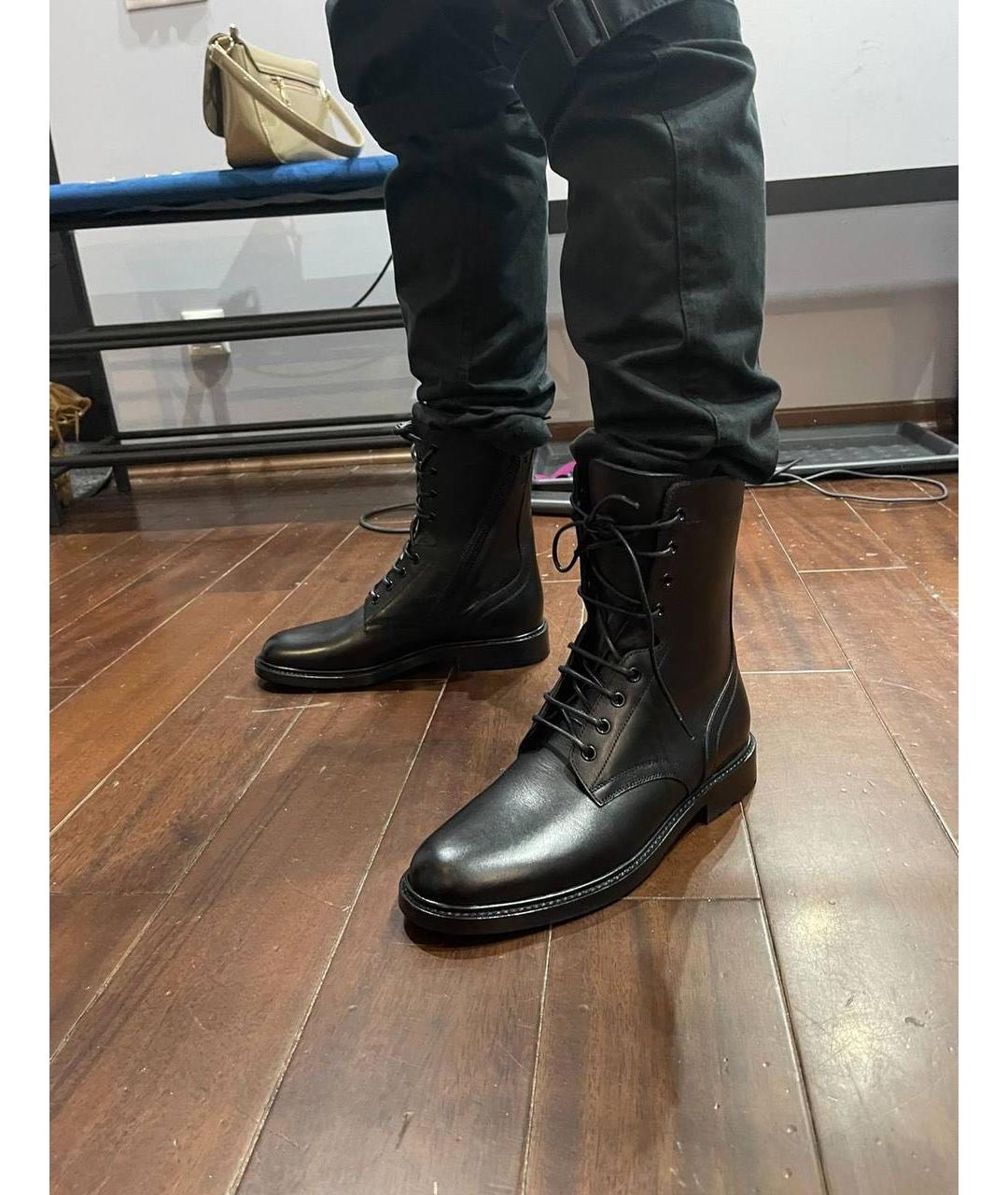 CELINE PRE-OWNED Черные кожаные высокие ботинки, фото 8