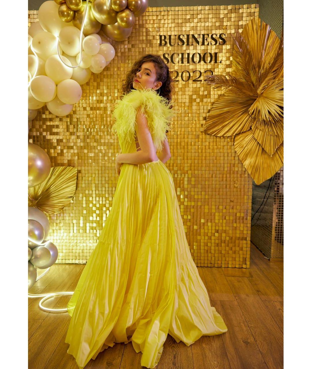 TARIK EDIZ Желтое полиэстеровое вечернее платье, фото 2