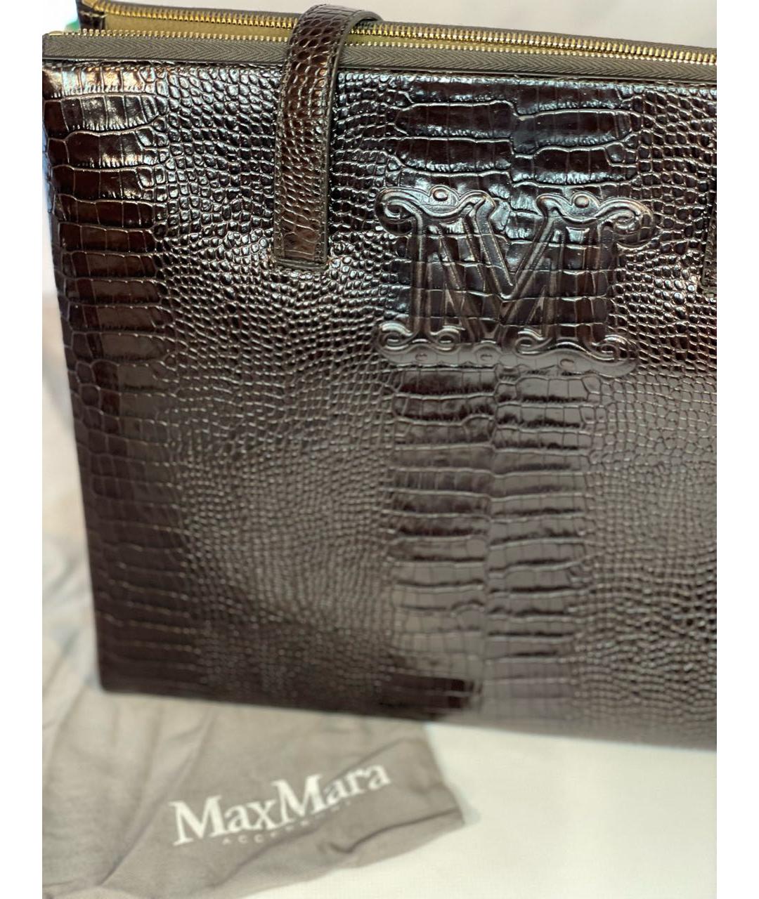 MAX MARA Бордовая сумка тоут из лакированной кожи, фото 3