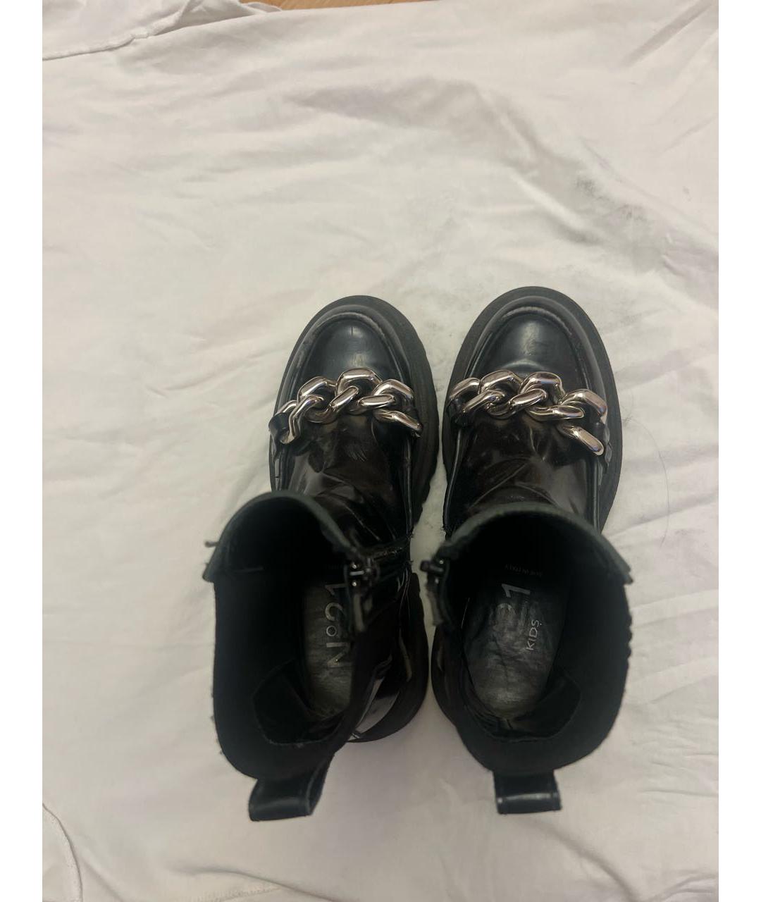 Nº21 KIDS Черные ботинки из лакированной кожи, фото 3