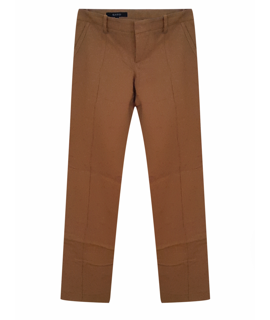 GUCCI Бежевые хлопко-эластановые прямые брюки, фото 1