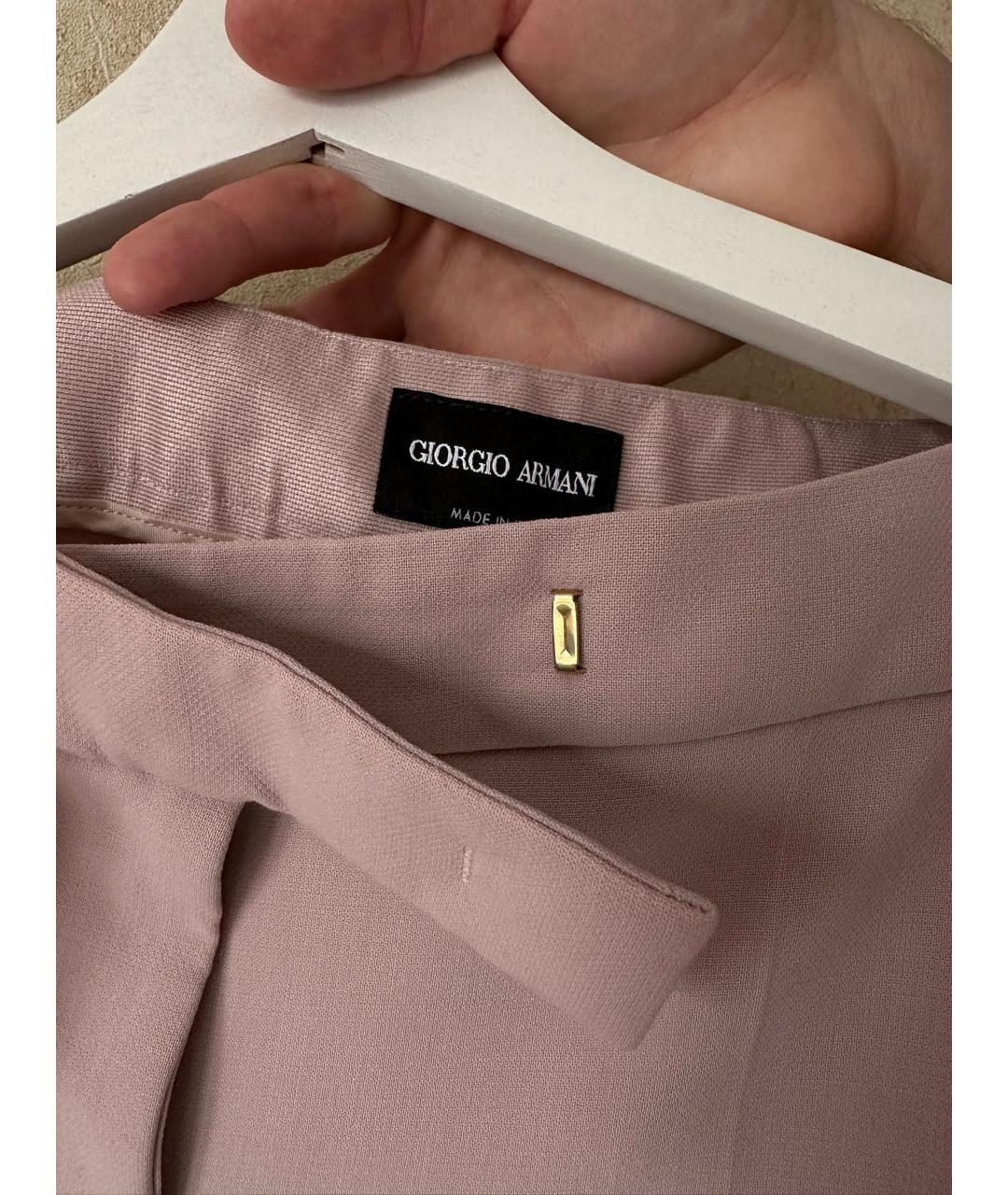 GIORGIO ARMANI Розовые шерстяные прямые брюки, фото 4