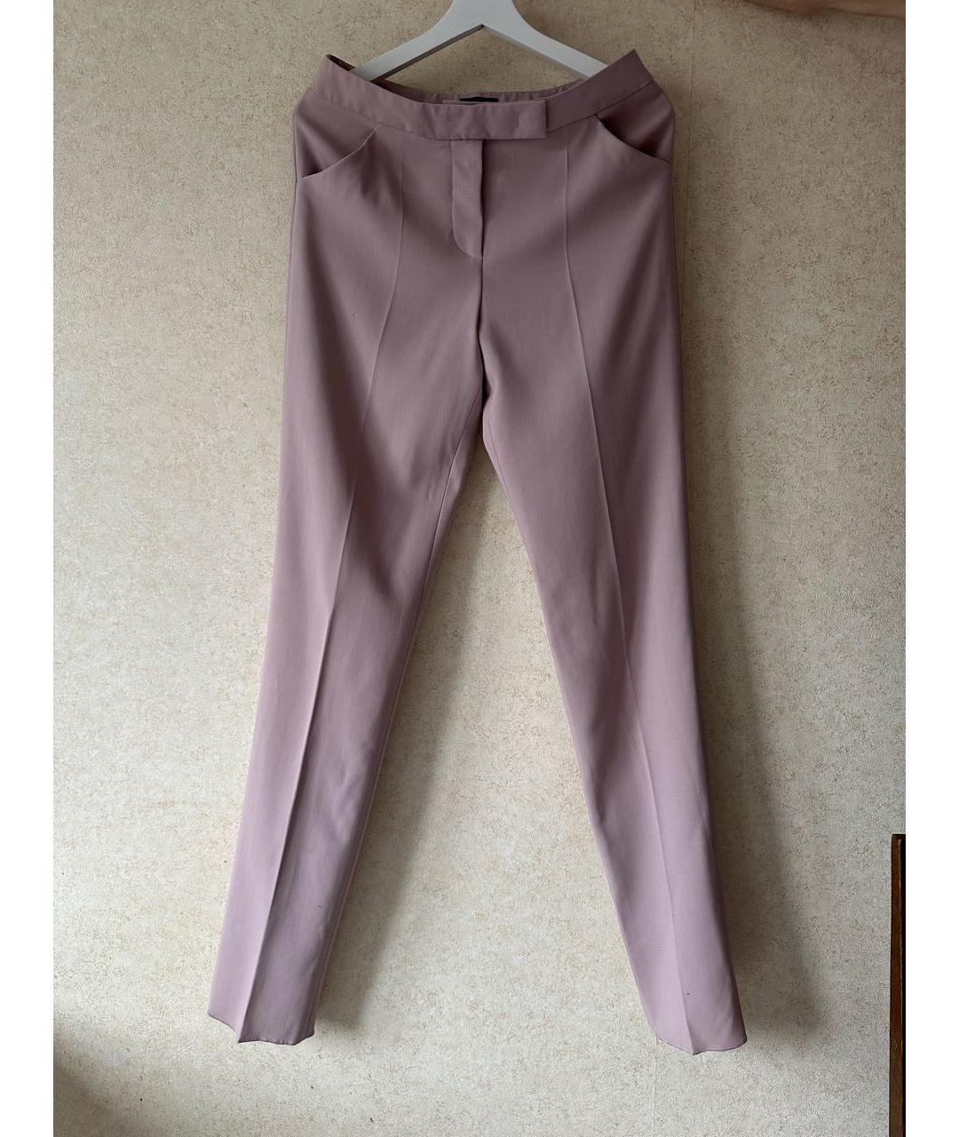 GIORGIO ARMANI Розовые шерстяные прямые брюки, фото 6