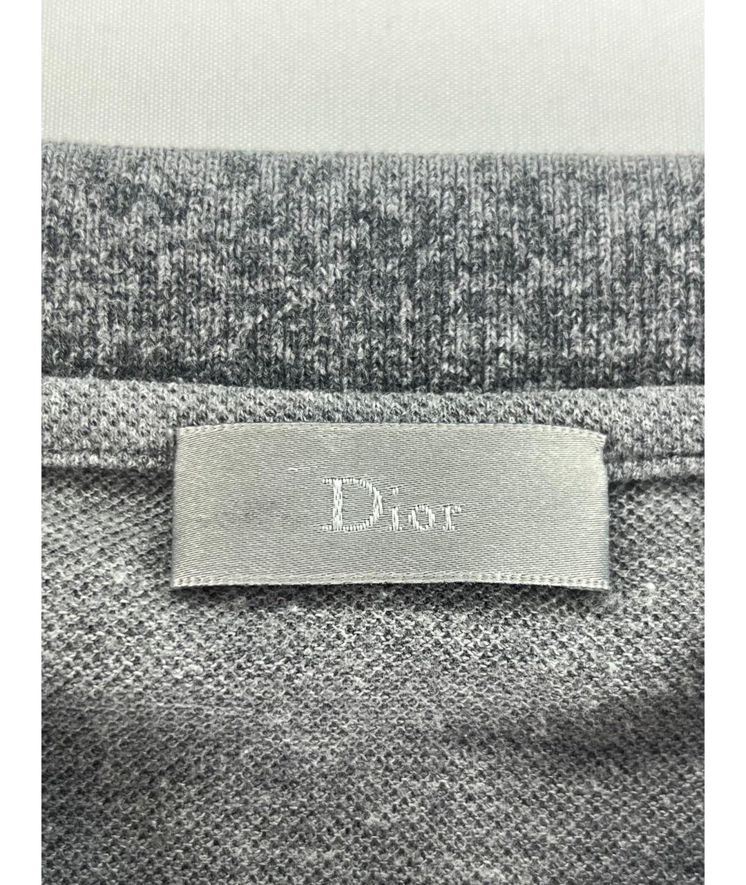 CHRISTIAN DIOR Серое хлопковое поло с коротким рукавом, фото 3
