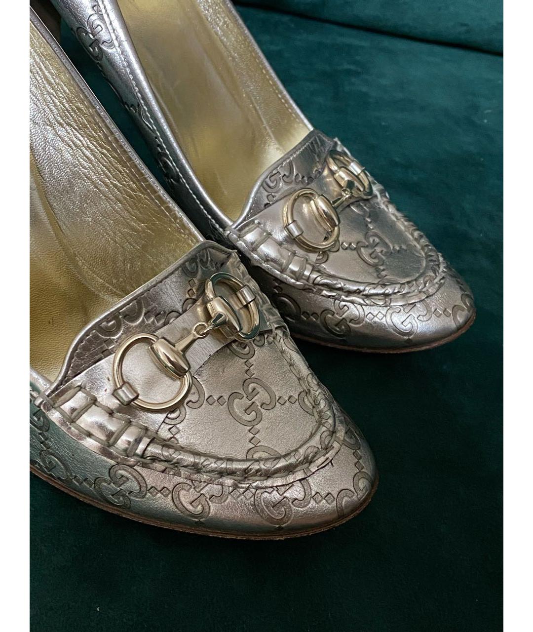 GUCCI Золотые кожаные туфли, фото 7