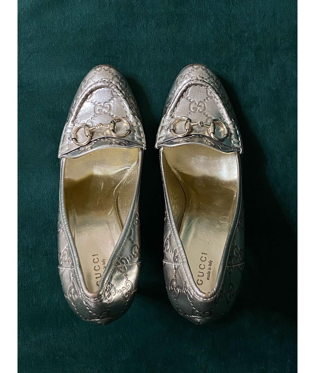 GUCCI Золотые кожаные туфли, фото 3