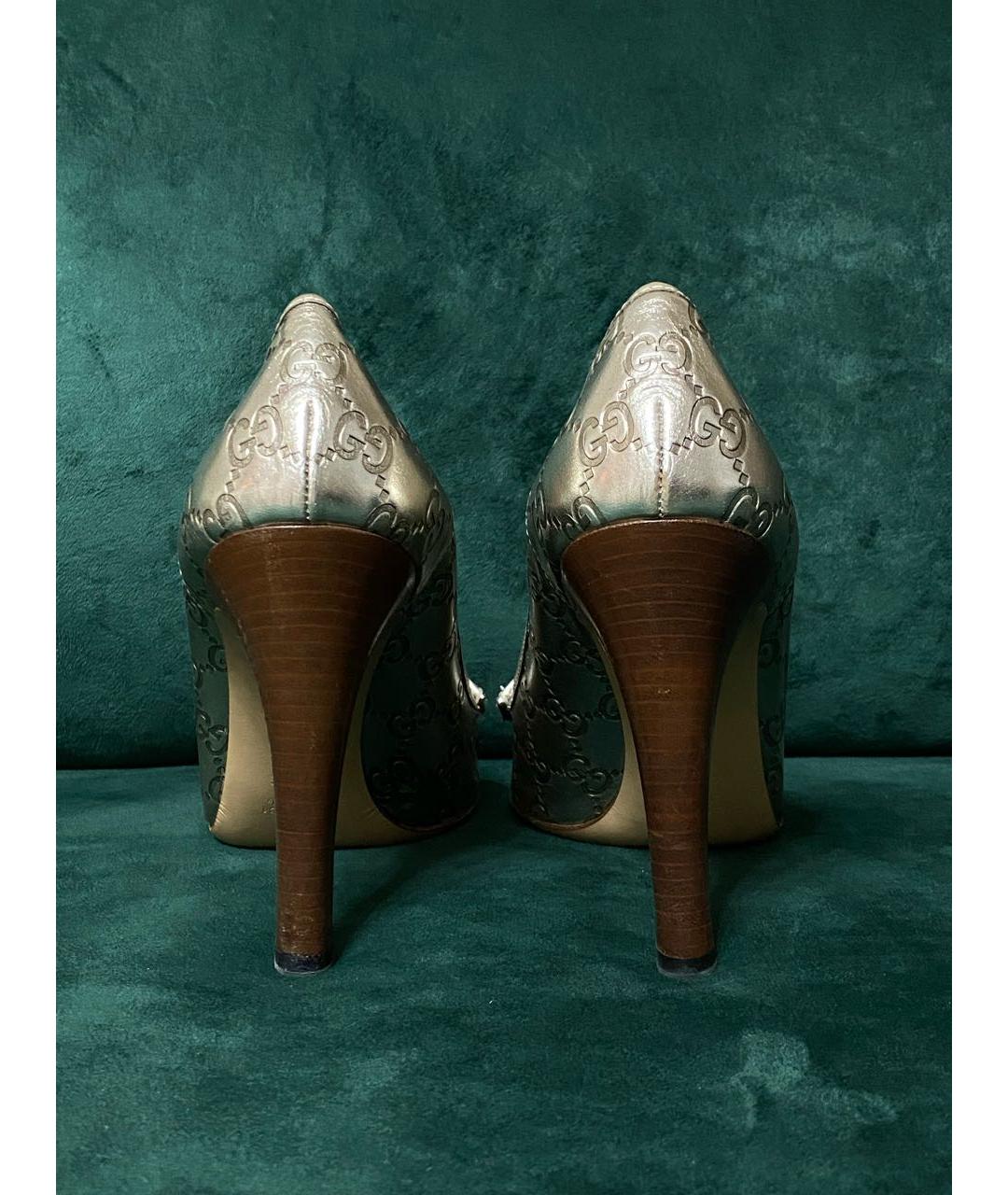 GUCCI Золотые кожаные туфли, фото 4