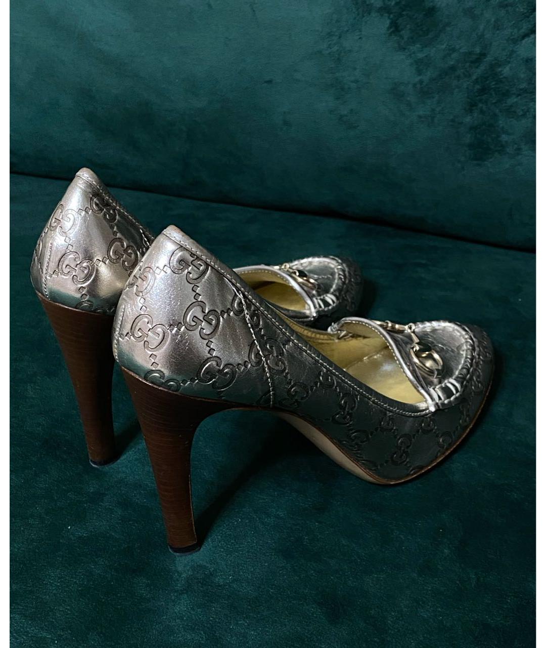 GUCCI Золотые кожаные туфли, фото 6