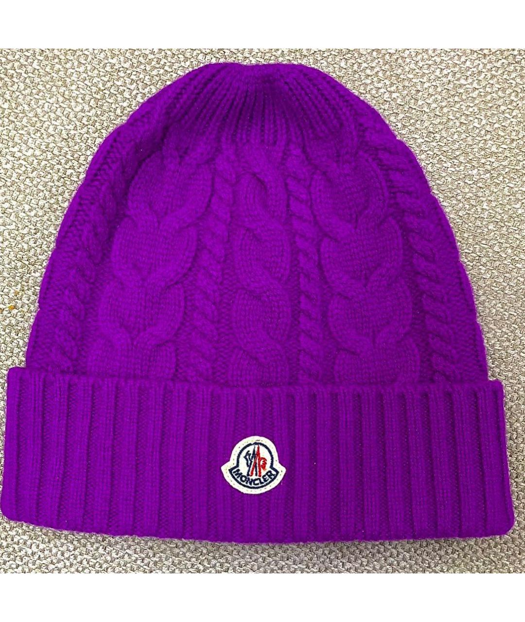 MONCLER Фиолетовая шерстяная шапка, фото 4