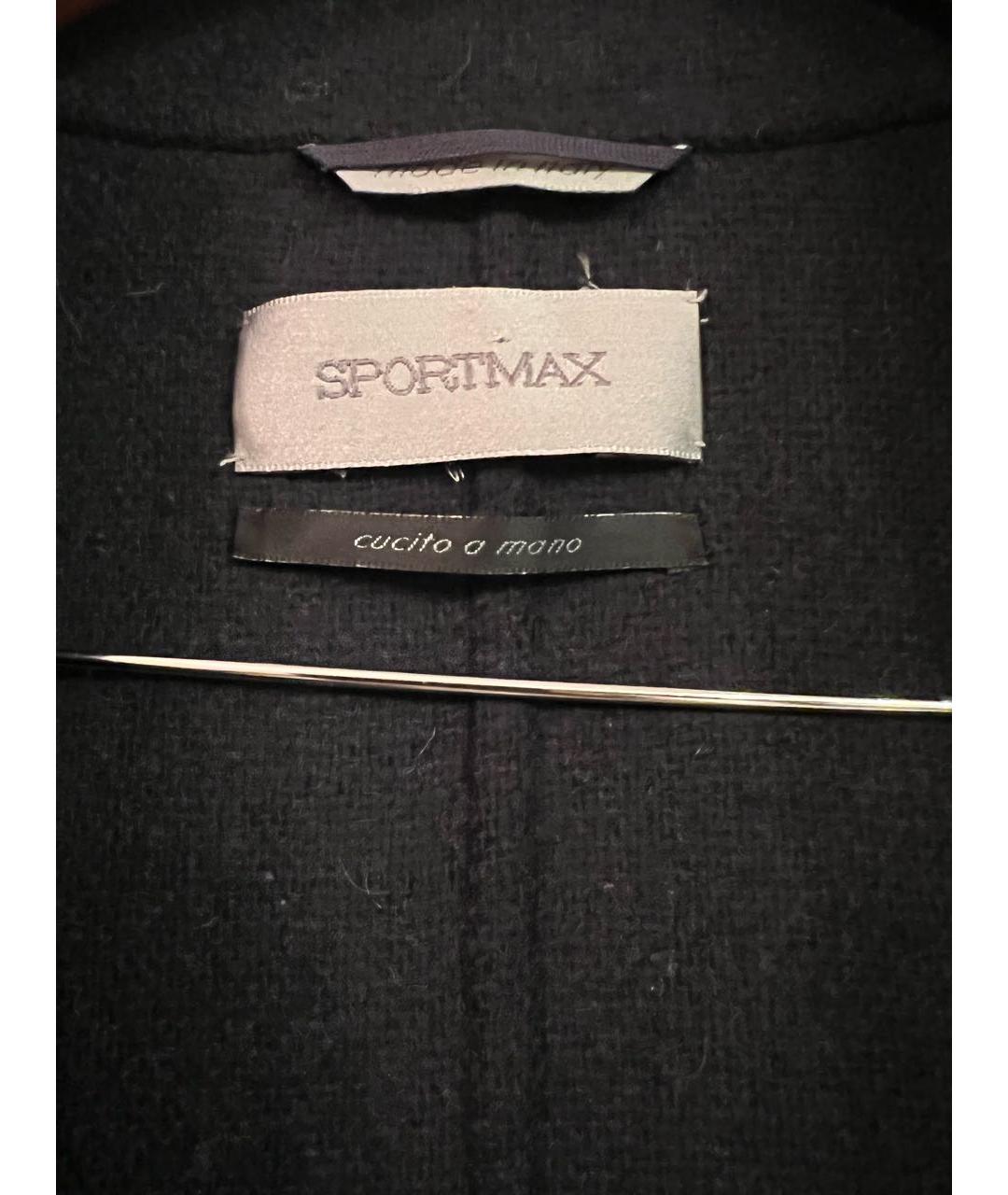 SPORTMAX Темно-синее шерстяное пальто, фото 5