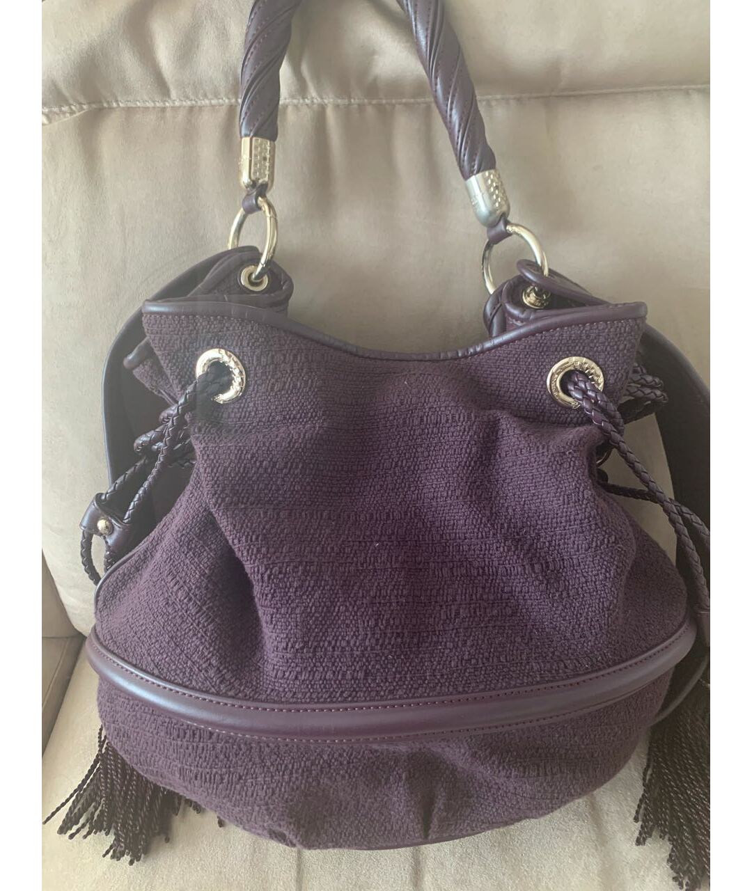 LANCEL Фиолетовая тканевая сумка тоут, фото 2