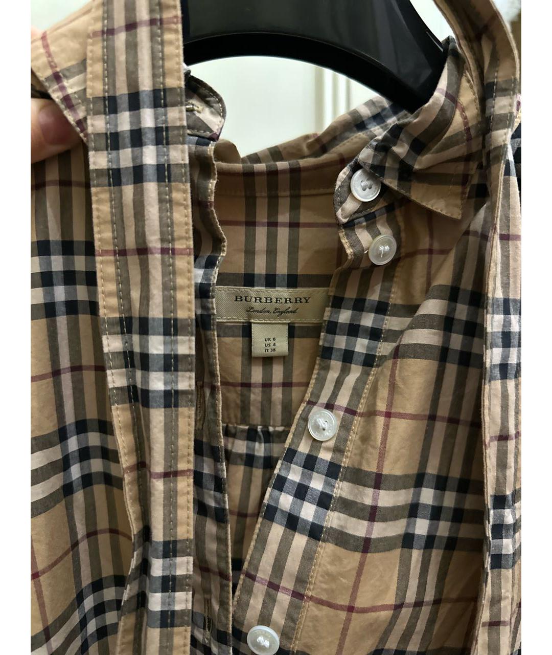 BURBERRY Бежевое хлопковое повседневное платье, фото 5