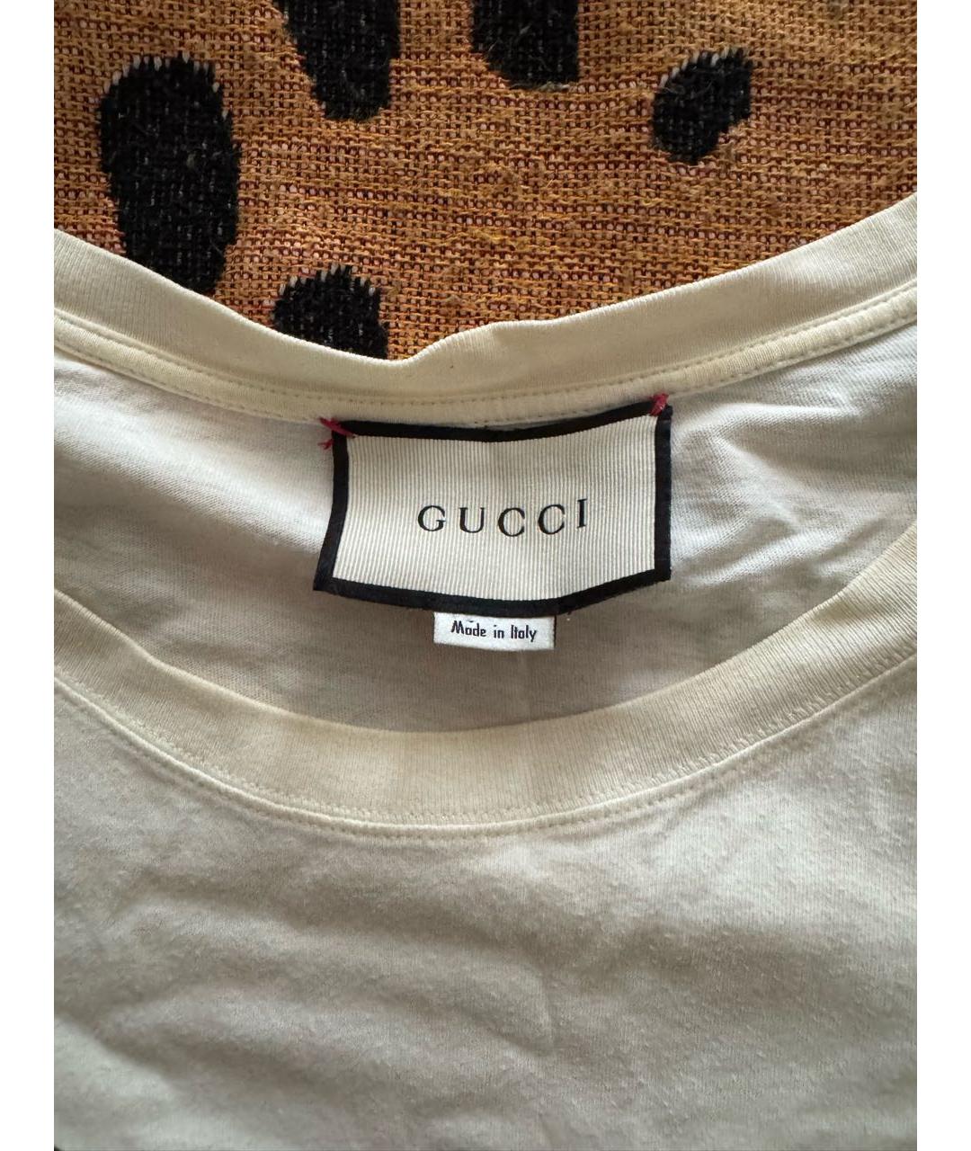 GUCCI Бежевая хлопковая футболка, фото 8