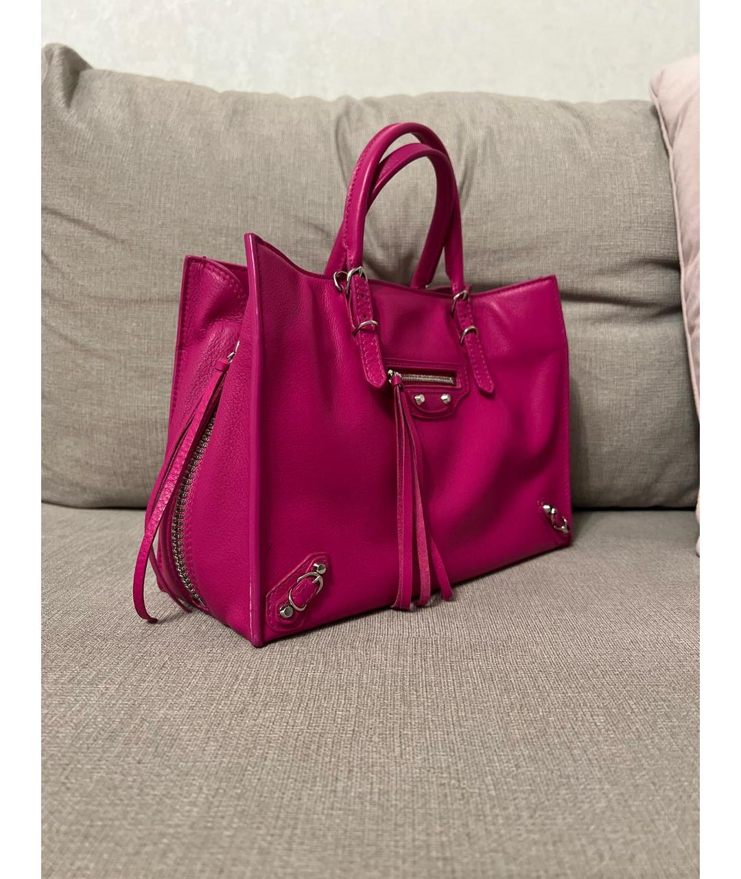 BALENCIAGA Розовая кожаная сумка с короткими ручками, фото 2