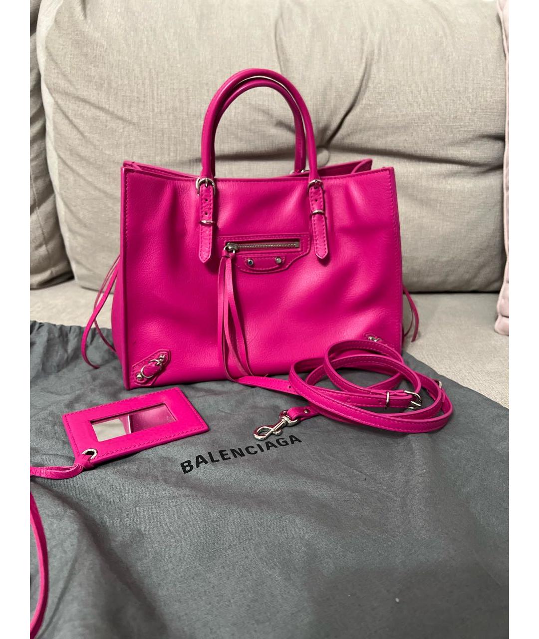 BALENCIAGA Розовая кожаная сумка с короткими ручками, фото 8