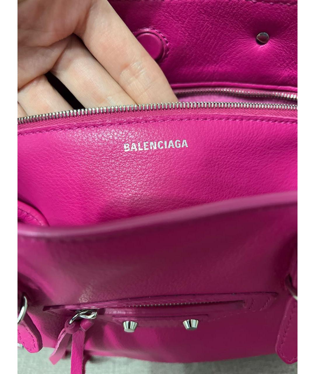 BALENCIAGA Розовая кожаная сумка с короткими ручками, фото 7